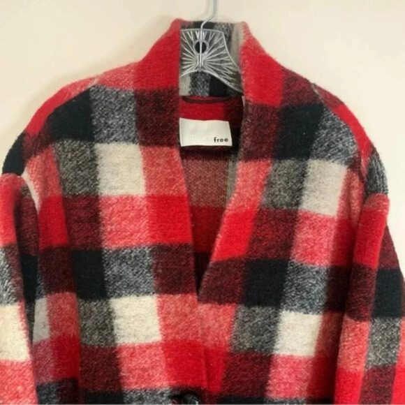 Aritzia Wilfred Free Off Duty Jacket Red Black Wool Blend  L - Picture 11 of 15